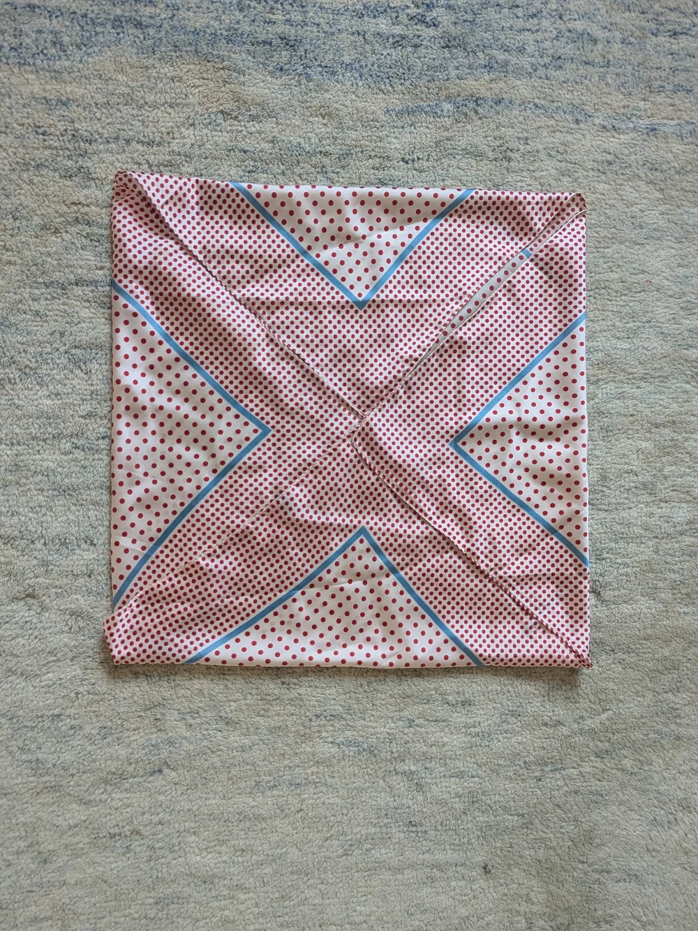 Vintage Inspired Red Polka Dot Square Silk Feel Scarf 26